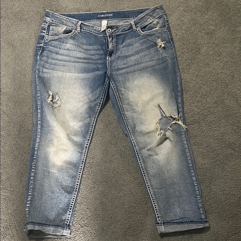 Maurices Distressed Light Blue Boyfriend Jeans
